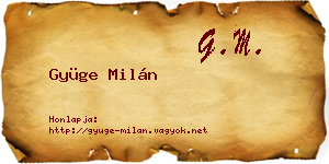 Gyüge Milán névjegykártya